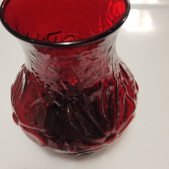 Vintage Anchor Hocking Rainflower pattern, Red Flower Vase or candle holder - Picture 3 of 12